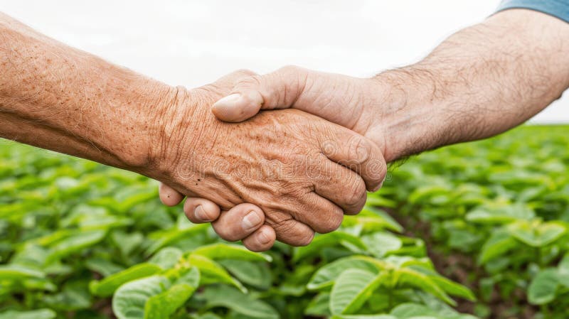 image-depicts-handshake-two-farmers-field-symbolizing-partnership-collaboration-agriculture-detail-396842039 - Sacco Trend Magazine Close-up of two hands in a firm handshake over a green crop field, symbolizing partnership in agriculture.
